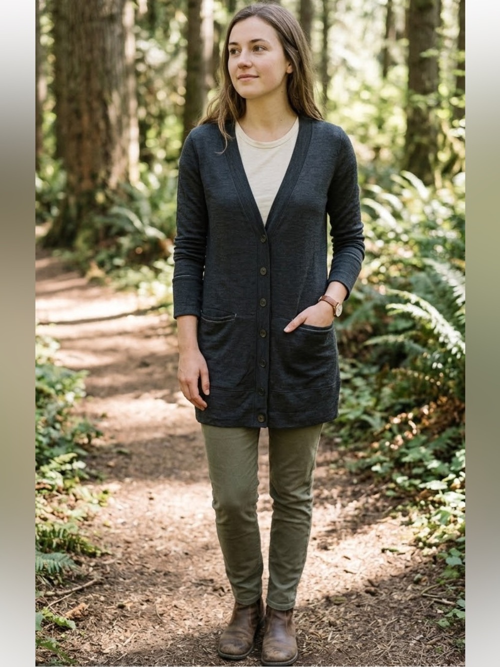Icebreaker Merino Wool Cruise Cardigan Sweater Women's Small Dark Grey